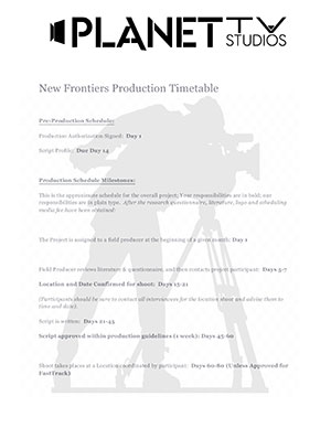New Frontiers Production Timetable